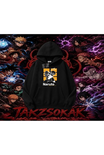 Tarzsokak Naruto Uzumaki Premium Anime Oversize Unisex Hooded Sweatshirt White