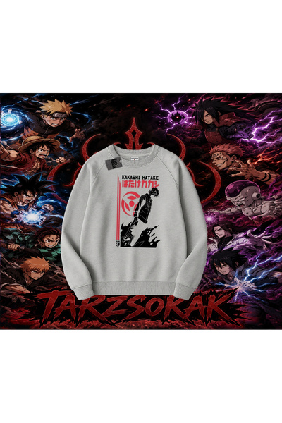 Tarzsokak Kakashi Hatake Naruto Anime Character Oversize Unisex Crew Neck Swe...