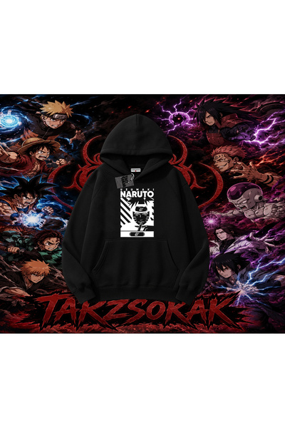 Tarzsokak Naruto Uzumaki Premium Anime Oversize Unisex Hooded Sweatshirt White