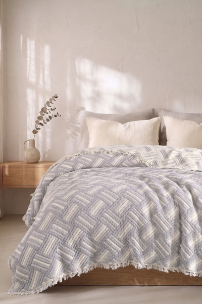 Lux Touch Preya 100% Cotton Muslin Double Bedspread & Throw |   Anti-Sweat Na...