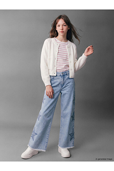 LC Waikiki Quality Pieces from Çelebi Store Wide Leg Embroidered Girls' Jean ...