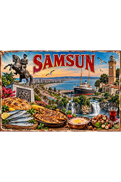 Lucena Samsun Placă decorativă retro din metal pentru perete – Placă decorati...