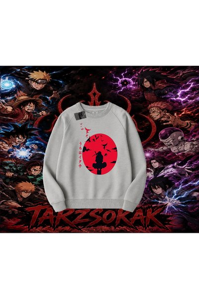 Tarzsokak Itachi Uchiha Naruto Anime Character Oversize Unisex Crew Neck Swea...