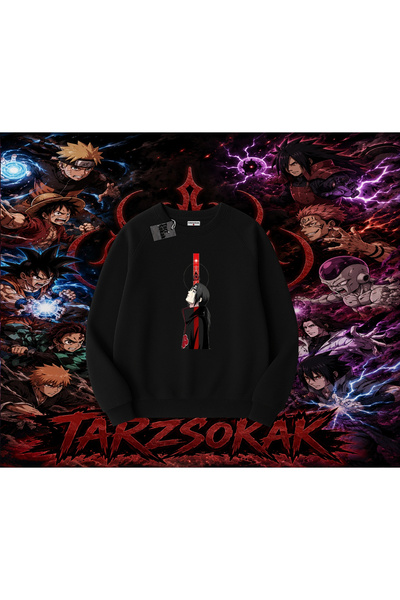 Tarzsokak Itachi Uchiha Naruto Anime Character Oversize Unisex Crew Neck Swea...