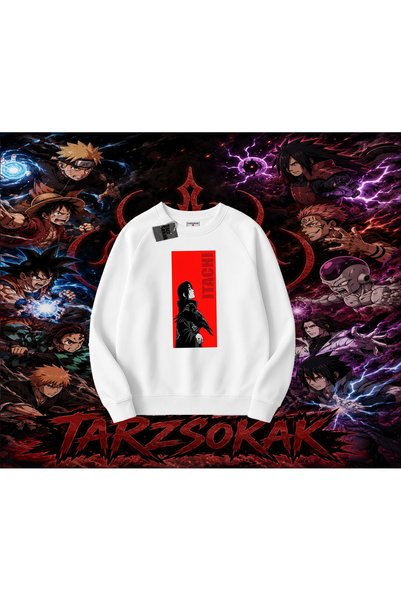 Tarzsokak Itachi Uchiha Naruto Anime Character Oversize Unisex Crew Neck Swea...