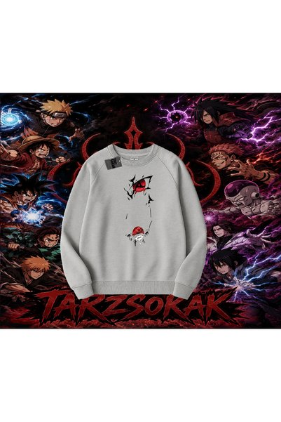 Tarzsokak Itachi Uchiha Naruto Anime Character Oversize Unisex Crew Neck Swea...