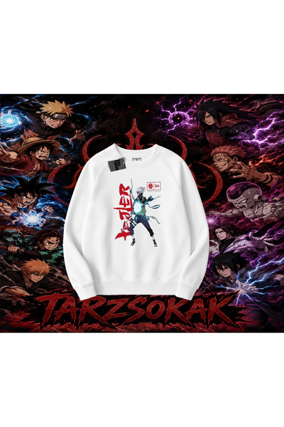 Tarzsokak Kakashi Hatake Naruto Anime Character Oversize Unisex Crew Neck Swe...