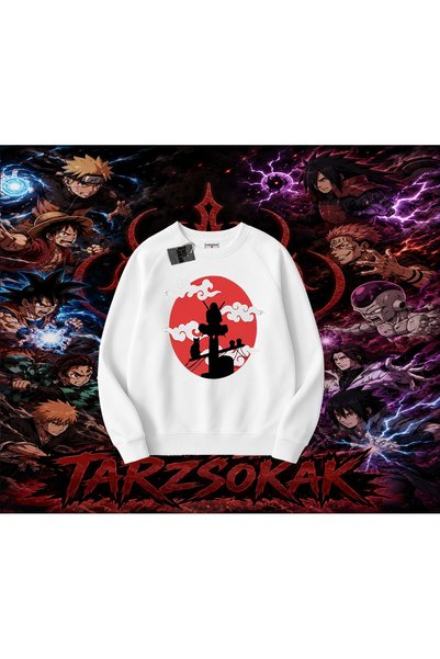 Tarzsokak Itachi Uchiha Naruto Anime Character Oversize Unisex Crew Neck Swea...