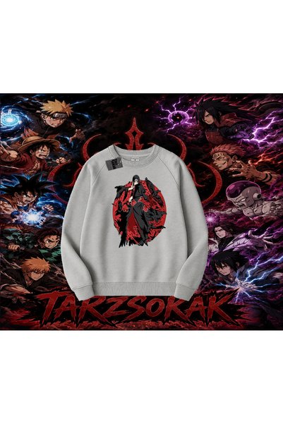 Tarzsokak Itachi Uchiha Naruto Anime Character Oversize Unisex Crew Neck Swea...