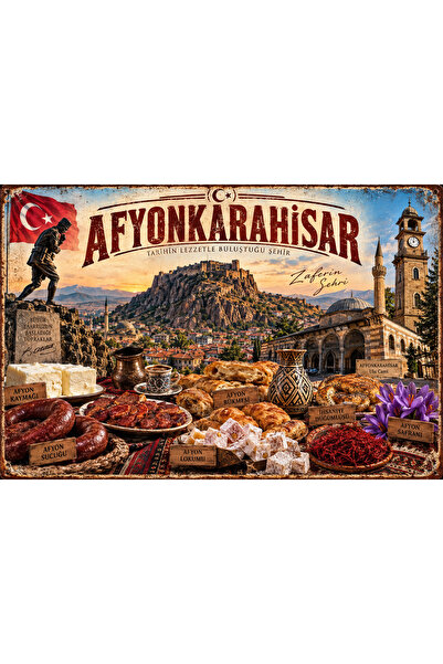 Lucena Afyonkarahisar retro metalna slika – Opiumski zamak, dekor sa temom kr...