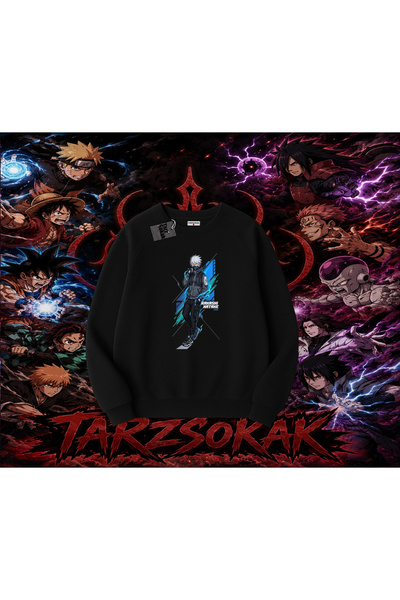 Tarzsokak Kakashi Hatake Naruto Anime Character Oversize Unisex Crew Neck Swe...