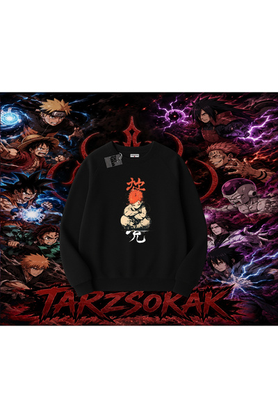 Tarzsokak Gaara Naruto Anime Character Oversize Unisex Crew Neck Sweatshirt W...