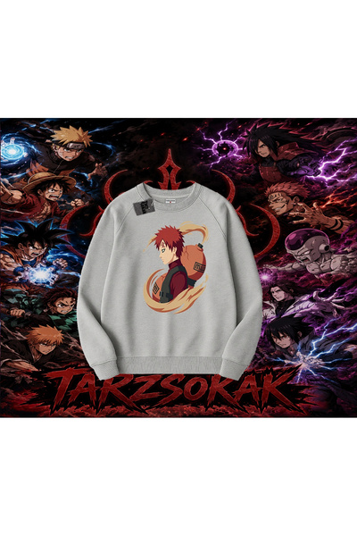 Tarzsokak Gaara Naruto Anime Character Oversize Unisex Crew Neck Sweatshirt W...
