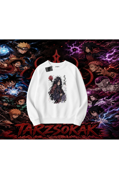 Tarzsokak Madara Uchiha Naruto Anime Character Oversize Unisex Crew Neck Swea...