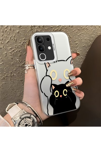 CHICASELUX Vivo Y29 4g Compatible Simple Stripes Cute Black Cat Impact Wear-R...