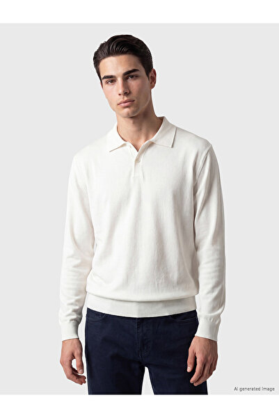 LC Waikiki Özmarka New Season Ecru Polo Collar Men's Knitwear Sweater