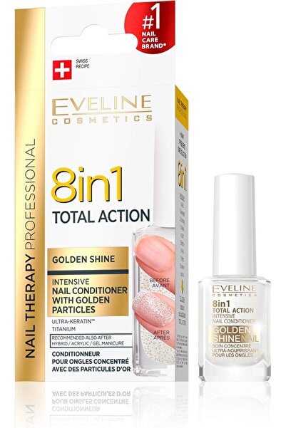 Eveline Cosmetics إيفلين 8 في 1 علاج شامل للأظافر بلمعان ذهبي، 12 مل