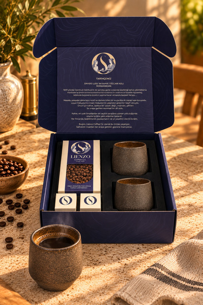 Terra El Yapımı Stoneware 2'li Kupa ve 150 g Çekirdek Filtre Kahve Hediye Seti