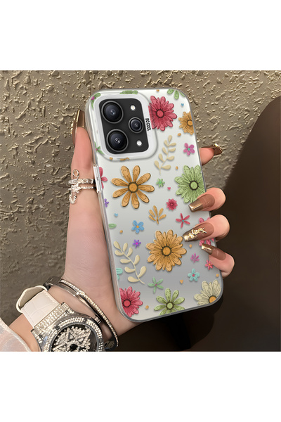 CHICASELUX هاتف Redmi 12 4G/5G متوافق مع نباتات الأقحوان الملونة متعددة الألو...