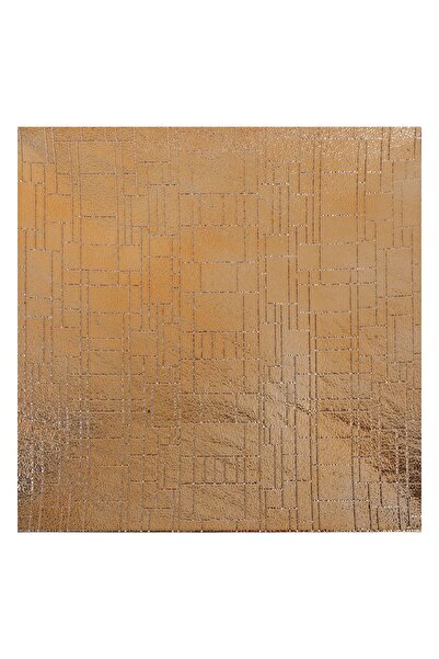 CATIANO Platou Decorativ Patrat din Plastic Auriu cu Model Liniar 30x30cm