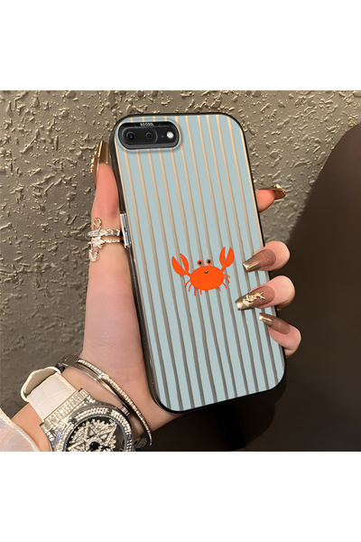 CHICASELUX رسومات كرتونية بسيطة مخططة متوافقة مع هاتف iPhone 7 Plus/8 Plus عل...