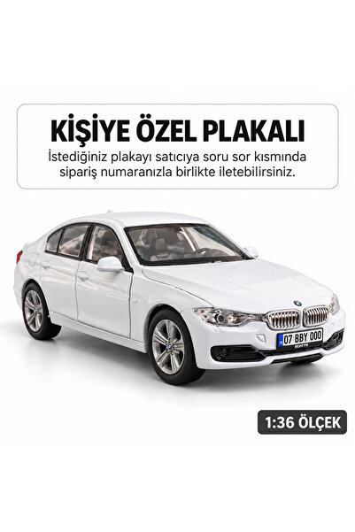 bebeym Bmw 335i Metal Araba - Kişiye Özel Plakalı - Beyaz
