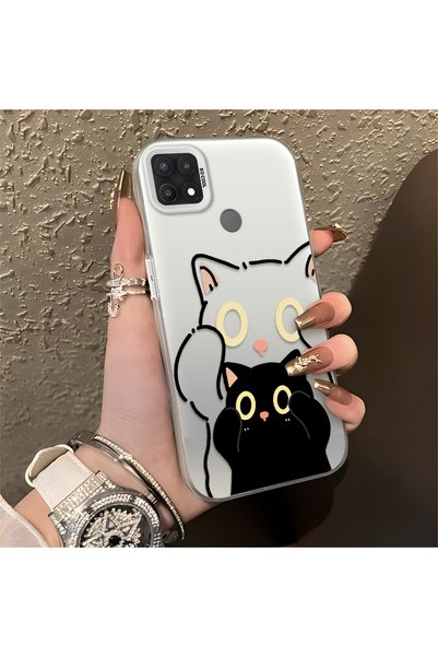 CHICASELUX Oppo A15/A15S Compatible Simple Striped Cute Black Cat Impact Wear...