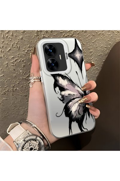 CHICASELUX Realme C55 Compatible Air Ink Pink White Butterfly Star Simple Sty...