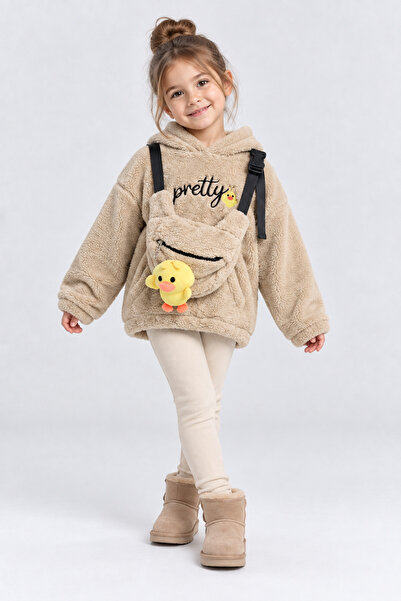 AHENGİM Girl's Plush Hooded Sweatshirt with Pretty Embroidery, Toy Accessorie...