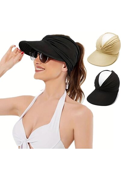 KASTWAVE Women Sun Visor Hat, 2 Pcs Wide Brim UPF 50+ UV Protection Summer To...