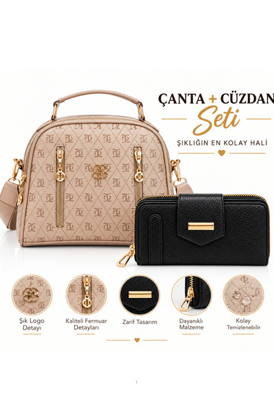 NEWISH POLO ACCESSORIES Γυναικεία τσάντα ώμου με χρυσή λεπτομέρεια και μονόγρ...