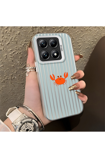 CHICASELUX Mi 14t Pro Compatible Simple Striped Cartoon Little Red Crab Shock...