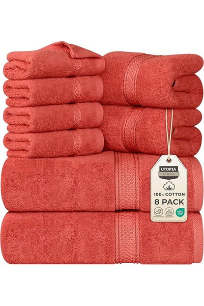 Utopia Towels طقم مناشف من 8 قطع - 2 منشفة استحمام، 2 منشفة يد و4 مناشف صغيرة...