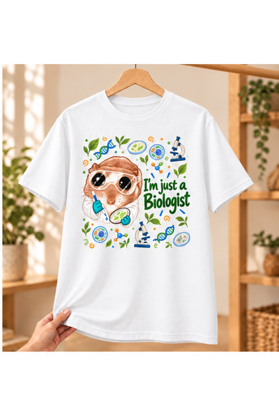 Mor Mürekkep Bela majica sa štampanjem "Tužni hamster biolog" - Poklon za muš...