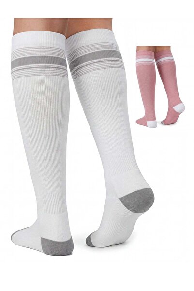 Momcozy - Medical compression socks pack of 2 (White/Pink) - S