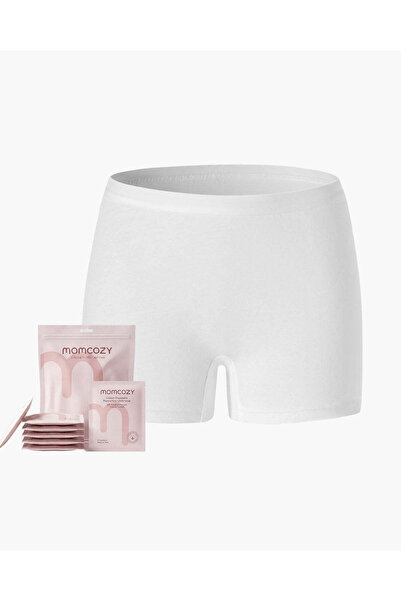Momcozy - 100% Cotton Disposable Postpartum Boyshorts White, Pak of 7 - M