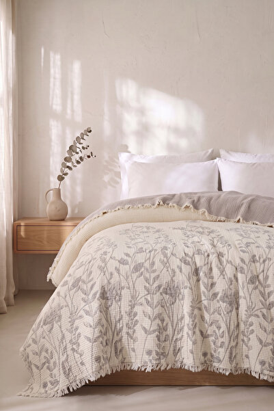 Lux Touch Olympos 100% Cotton Muslin Double Bedspread & Throw |   230X250 cm ...