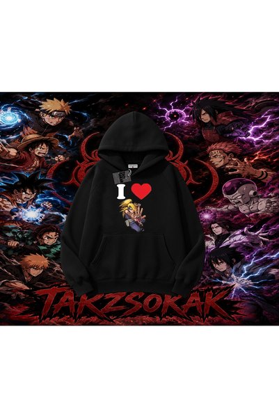 Tarzsokak Deidara Naruto Anime Character Oversize Unisex Hooded Sweatshirt White