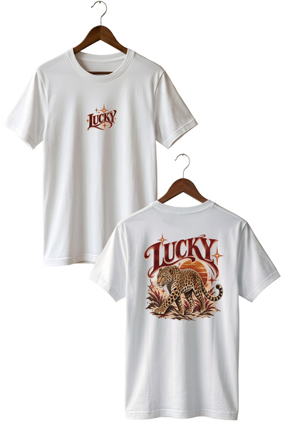 The Baski Μπλουζάκι Unisex με στάμπα Leopard Lucky Oversize – Μπλουζάκι Vinta...