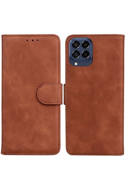 OEM Θήκη Πορτοφόλι με Βάση (Δερμάτινη Υφή) για Samsung Galaxy M53 5G - Καφέ