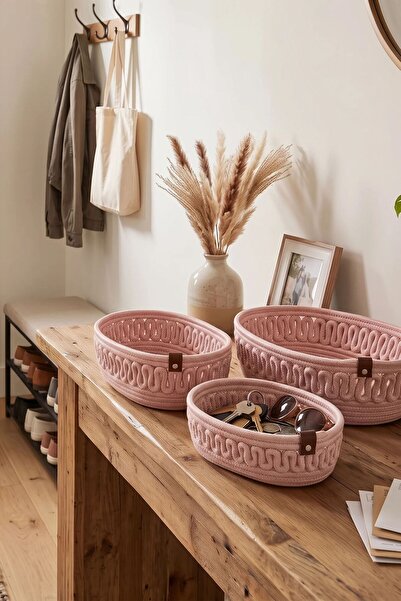 Comfort Craft مجموعة من 3 سلال بيضاوية من الجوت مصنوعة من التريكو |   منظم لل...