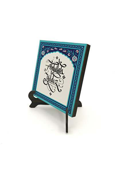Sadrazam Name Can Be Written, Tile Pattern Printed Wooden Desktop Stand