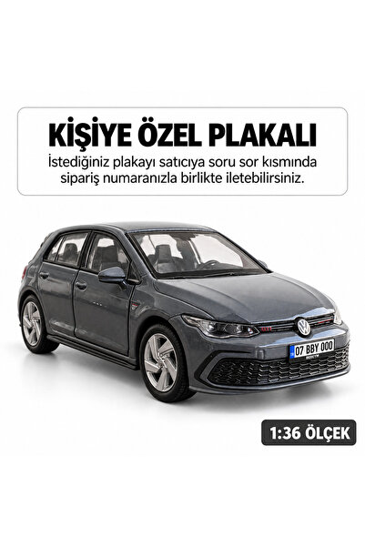 bebeym Golf 8 Metal Araba - Kişiye Özel Plakalı - Gri