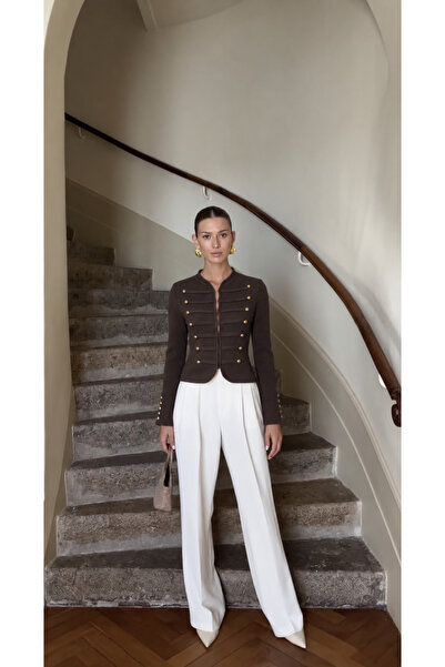 VERYMODA Napolyon Model Gold Düğmeli Triko Bluz