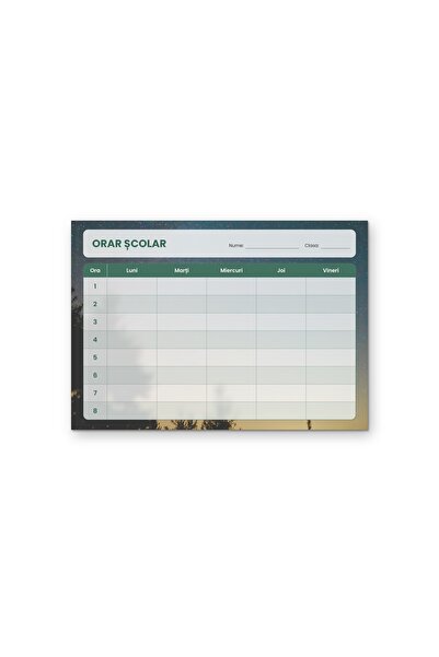 OEM Orar Școlar Cer Înstelat Noapte, 8 ore, Luni-Vineri, Carton 250g, A4 Land...