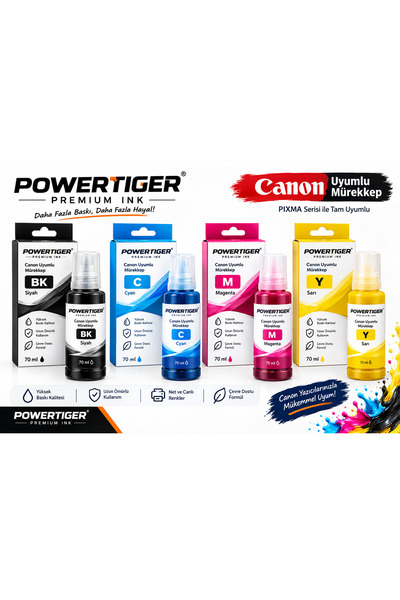 Canon G3470 / G3430 / G2410 / G3416 / G3411 Yazıcılarına Uyumlu 4 Renk (Bk-C-Y-M) Muadil Mürekkeb Kartuş