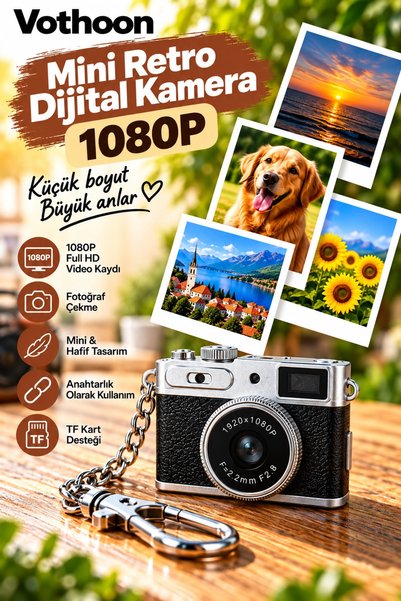 Eseno Select Mini Retro Dijital Kamera 1080P Full HD Fotoğraf & Video Çekimi LCD Ekran Mini Kamera TF Kart Destek