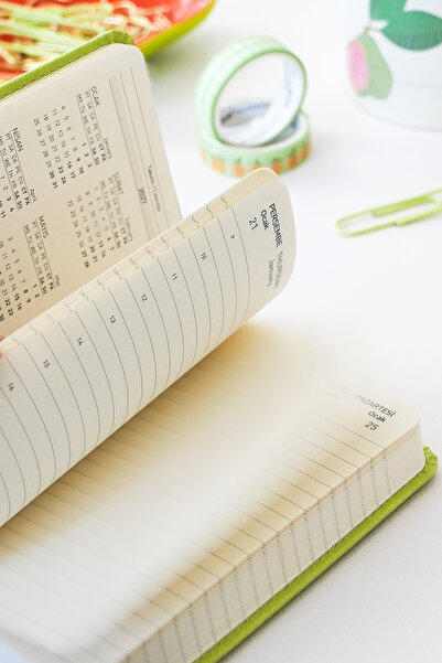 Matt Notebook Agendă de buzunar elastică pentru anul 2027, 12 luni, verde