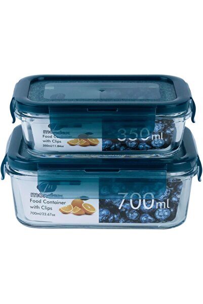 Generic Mondex 2Pcs 350 ml & 700 ml, Rectangle Borosilicate Glass Food Storag...