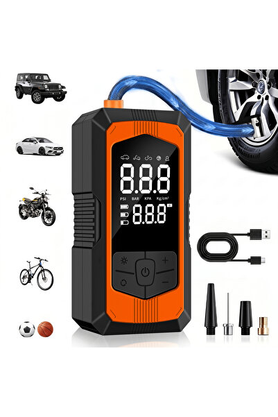 Choice Orange Front Bezel Portable Car Tire Inflator, 3X Faster 150 PSI Cordl...
